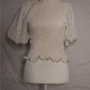 Elegant White Polka Dot Women's Top